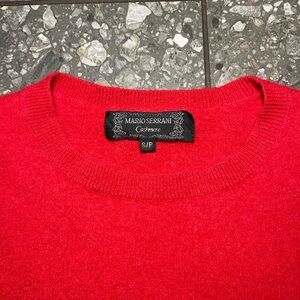 Mario Serrani Red Cashmere Crewneck Sweater Small